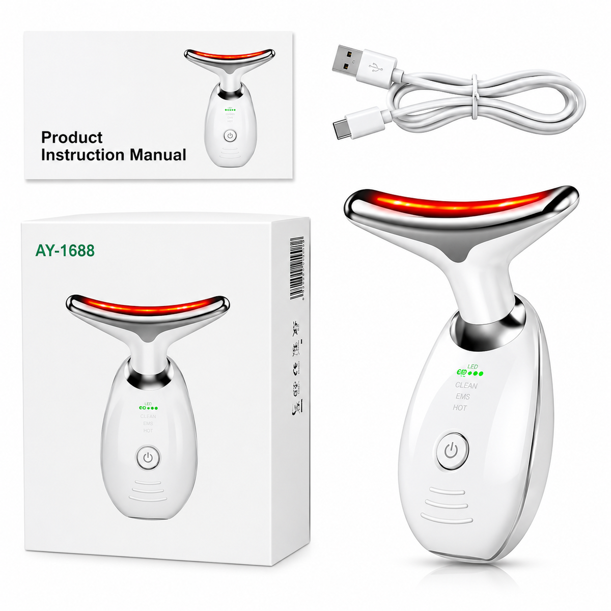 Masajeador Facial y de Cuello con Luz LED