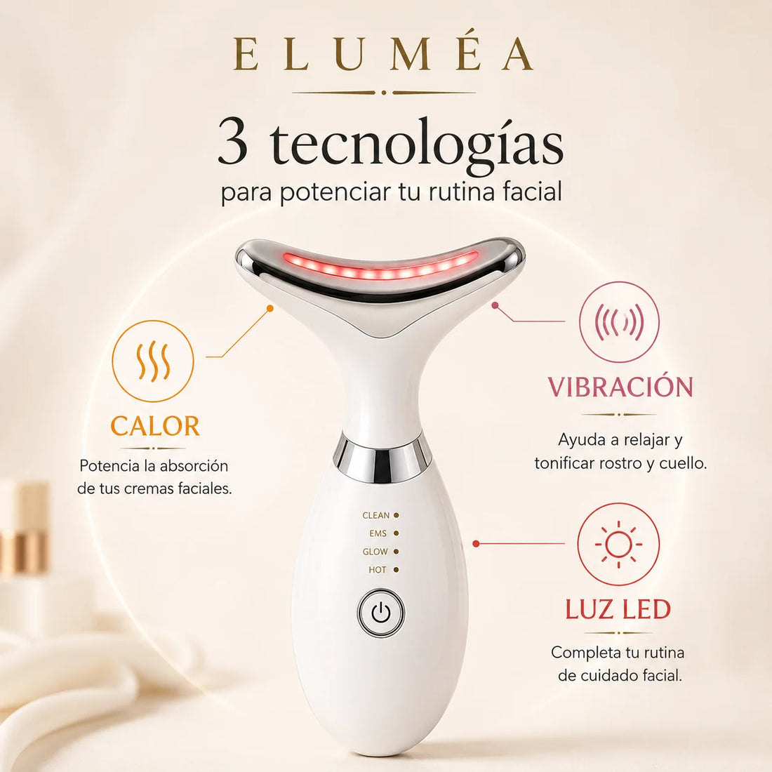 Masajeador Facial y de Cuello con Luz LED